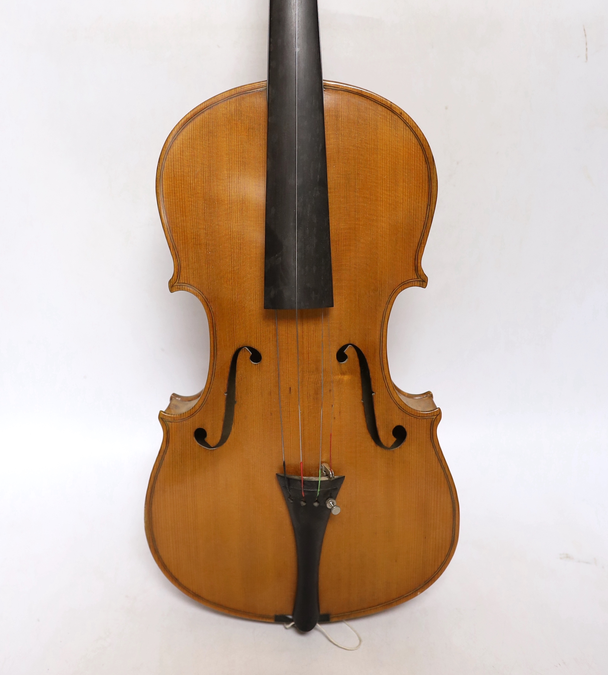 A bird's eye maple veneered student's violin, 58.5cm long